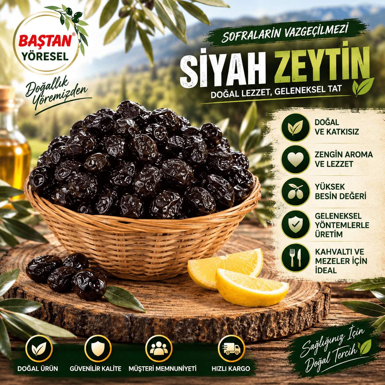 Siyah İri Taneli Sofralık Zeytin 2000gr