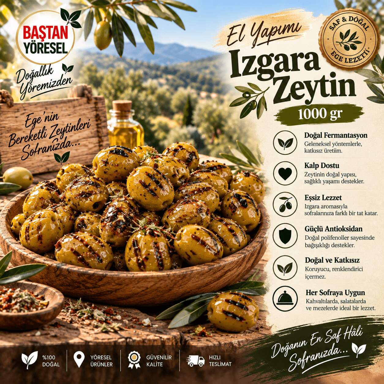 El Yapımı Izgara Zeytin 1000gr