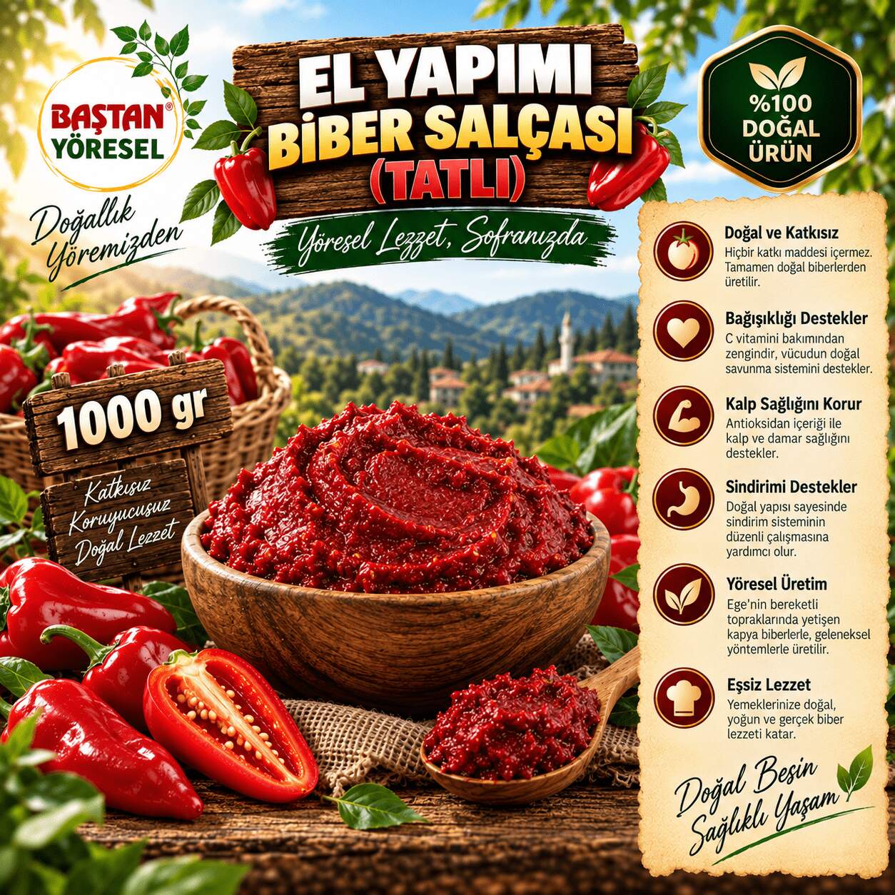 El Yapımı Biber Salçası (Tatlı) 1000gr