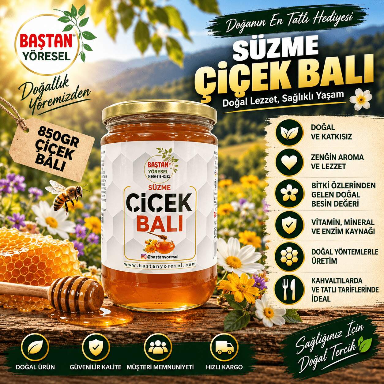 Bozdağ Süzme Çiçek Balı 850gr