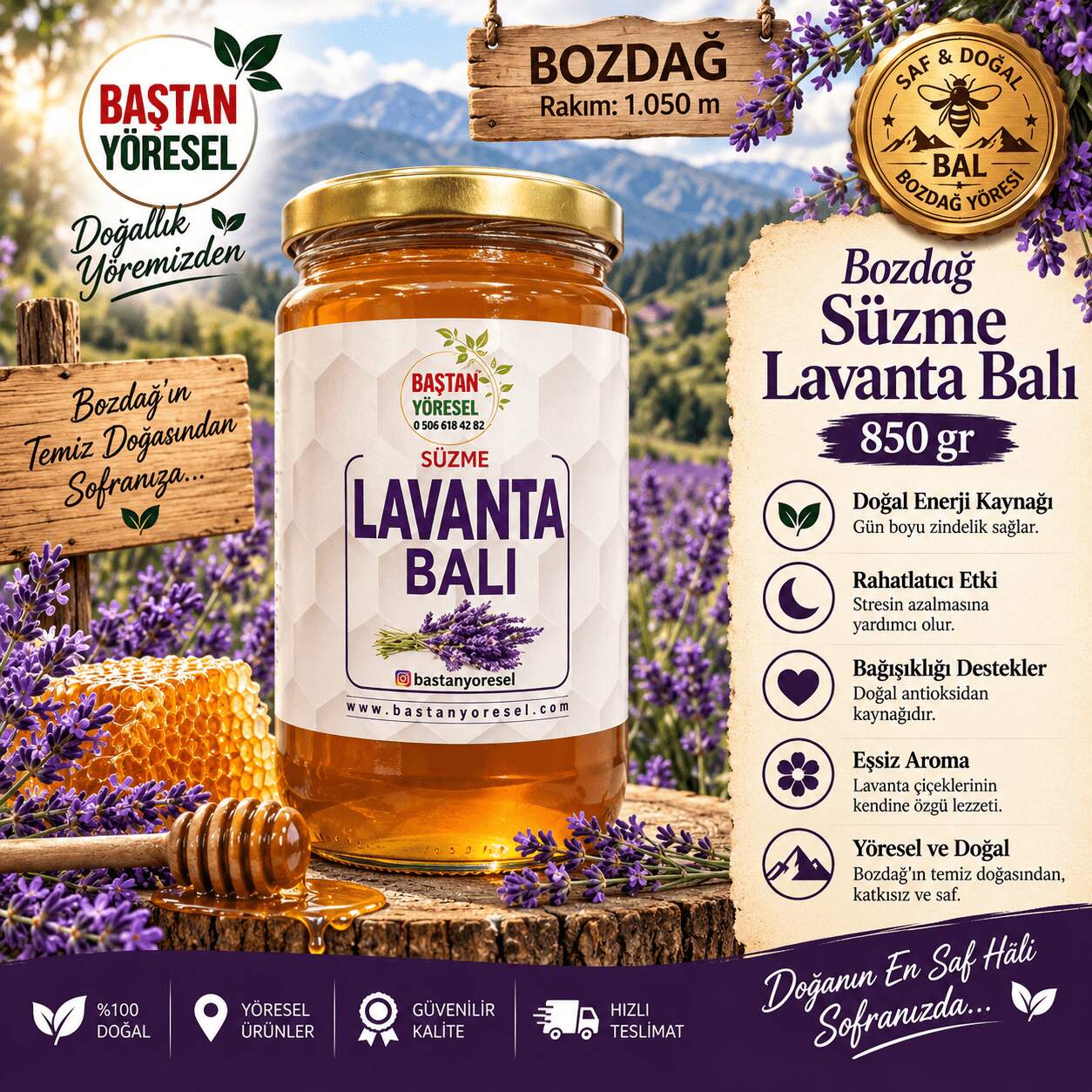 Bozdağ Süzme Lavanta Balı 850gr