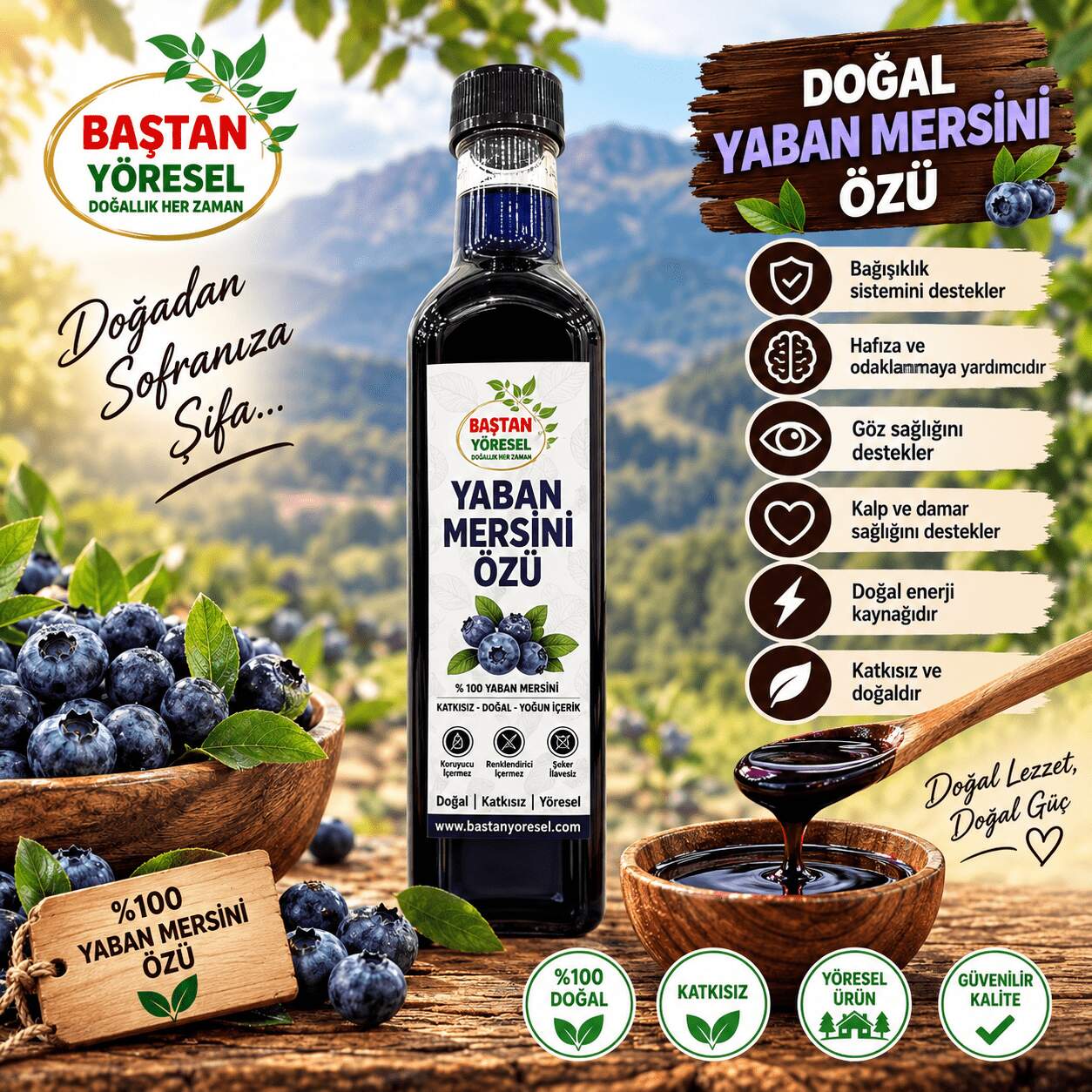 Mersin Üzümü (Yaban Mersini) Özü 800gr