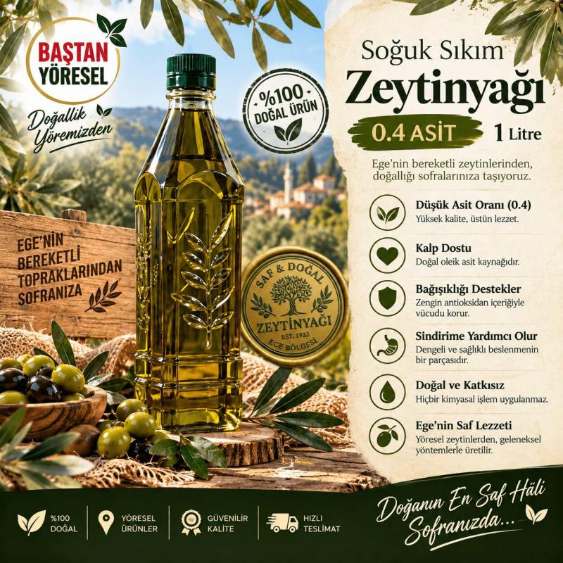 Soğuk Sıkım 0.4 Asit Zeytinyağı 1Lt