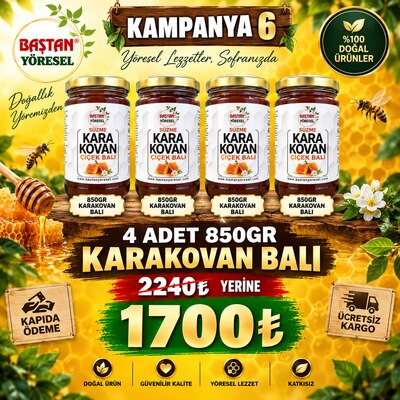 Kampanya 6 - 4 Adet 850gr Karakovan Balı