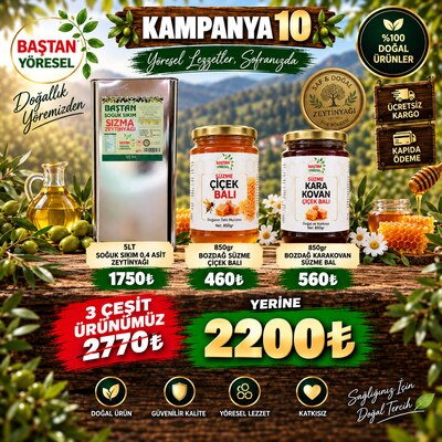 Kampanya 10 - 5lt Zeytinyağı, Çiçek Balı ve Karakovan Bal Paketi