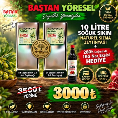 10litre Soğuk Sıkım Zeytinyağı - 1kg Nar Ekşisi Hediyeli 🎁(Ayrıca Sürpriz Hediyeli ‼️)