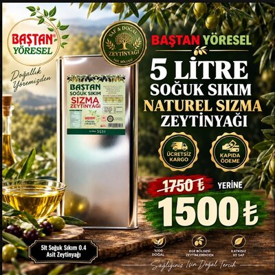 5 litre Soğuk Sıkım 0.4 Asit Sızma Zeytinyağı (Sürpriz Hediyeli ‼️)